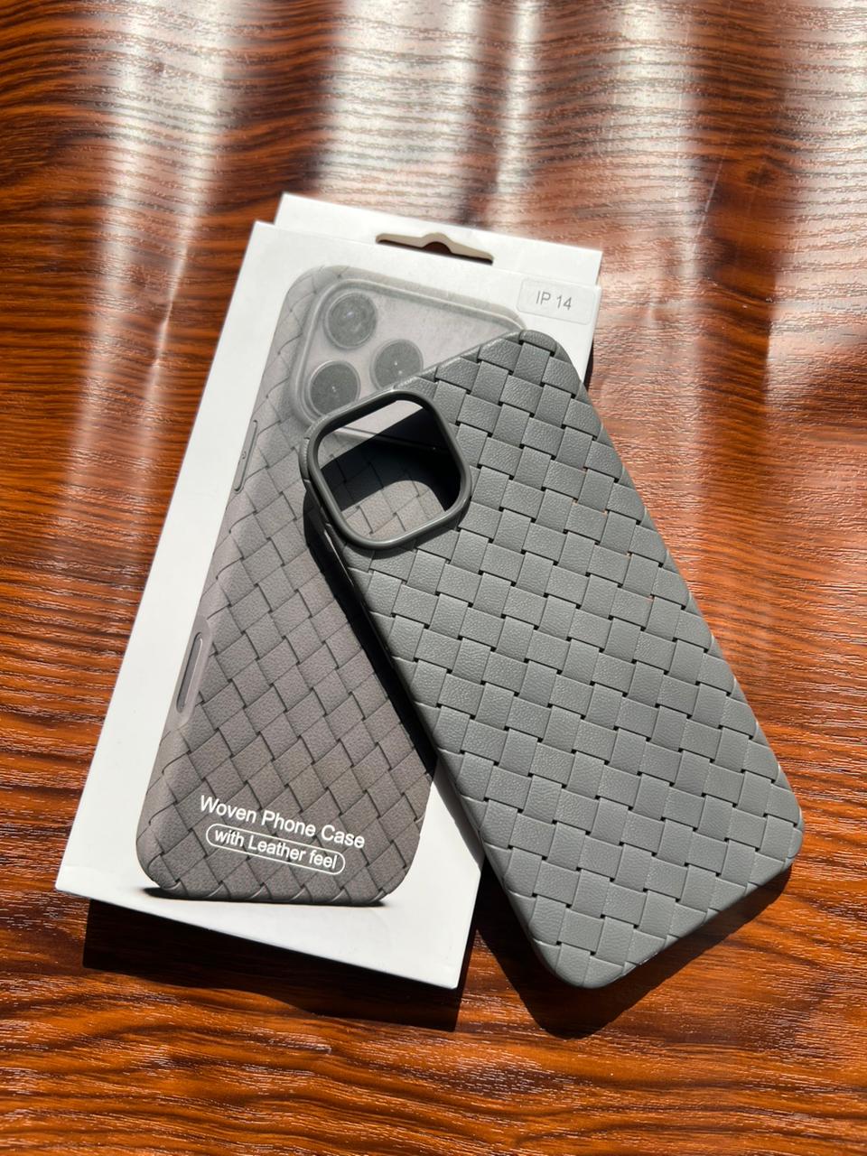 iPhone 14 Woven Case "Leather Feel" Gray