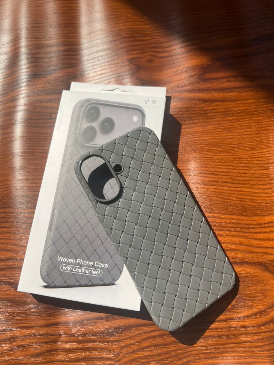 iPhone 16 Woven Case "Leather Feel" Gray