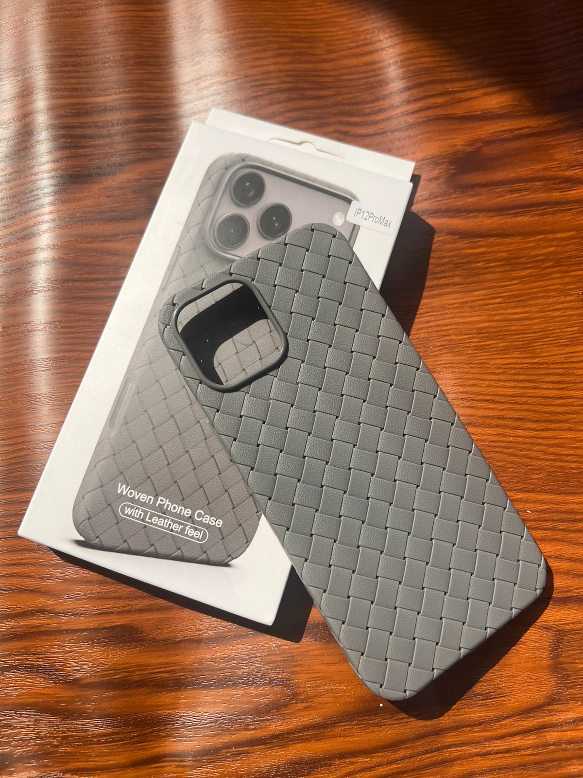 iPhone 12 Pro Max Woven Case "Leather Feel" Gray