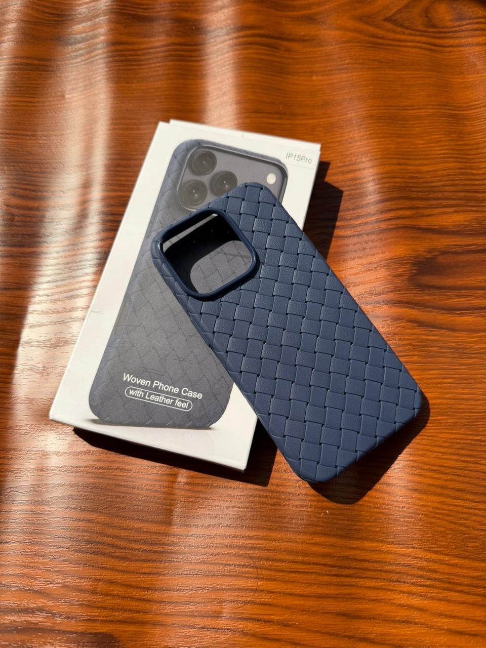 iPhone 15 PRO Woven Case "Leather Feel" Blue