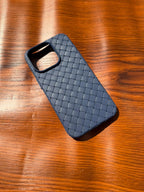 iPhone 15 PRO Woven Case "Leather Feel" Blue