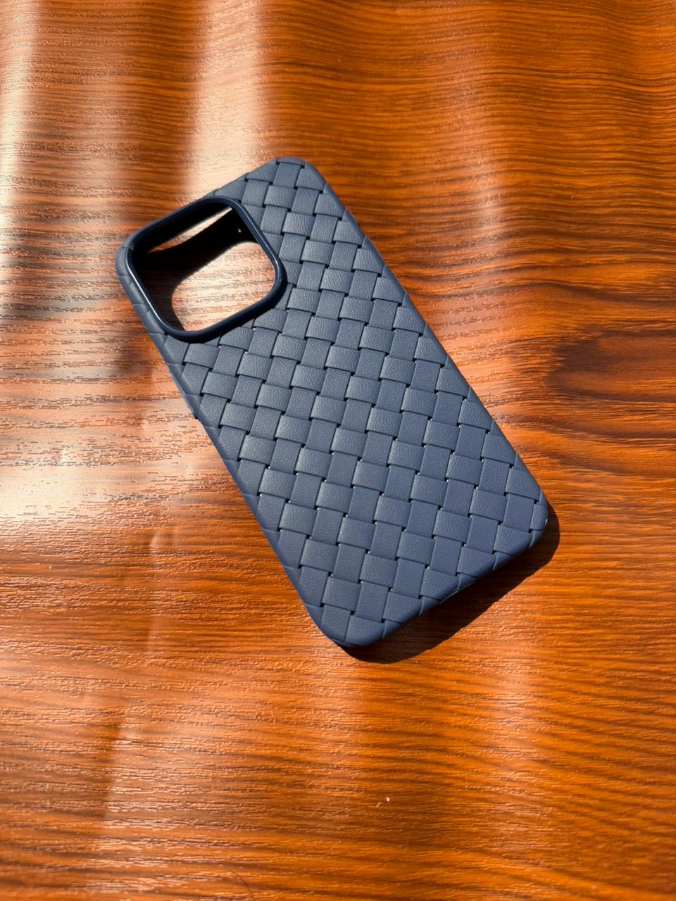 iPhone 15 PRO Woven Case "Leather Feel" Blue