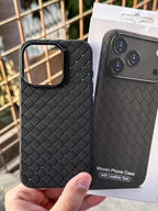 iPhone "15 Pro" Woven "Leather Feel" Case - Black