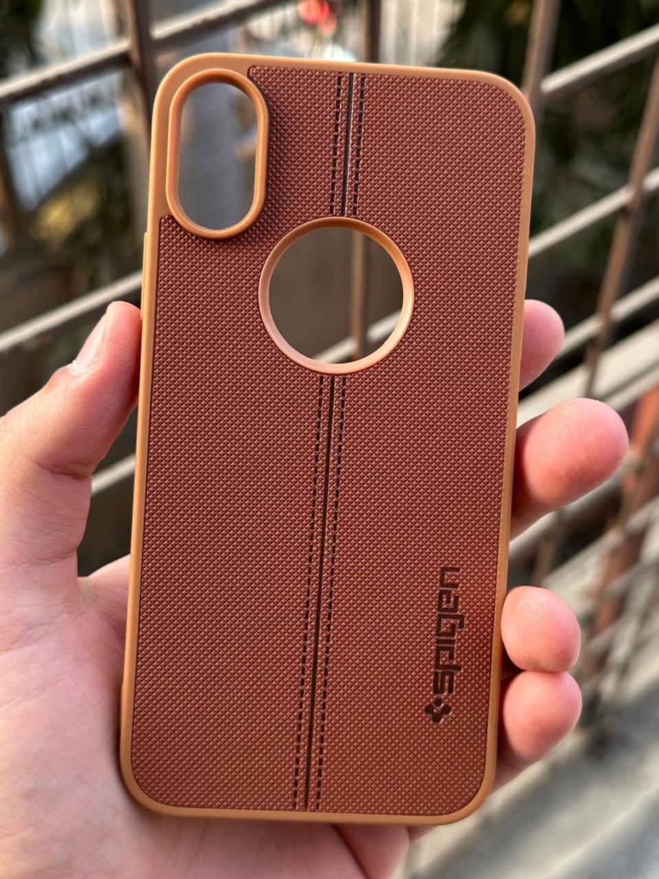 iPhone "X/XS" Spigen Premium Lining Stitched Case - Brown