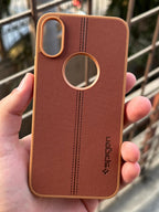 iPhone "X/XS" Spigen Premium Lining Stitched Case - Brown
