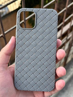 iPhone "12/12 Pro" Woven "Leather Feel" Case - Gray