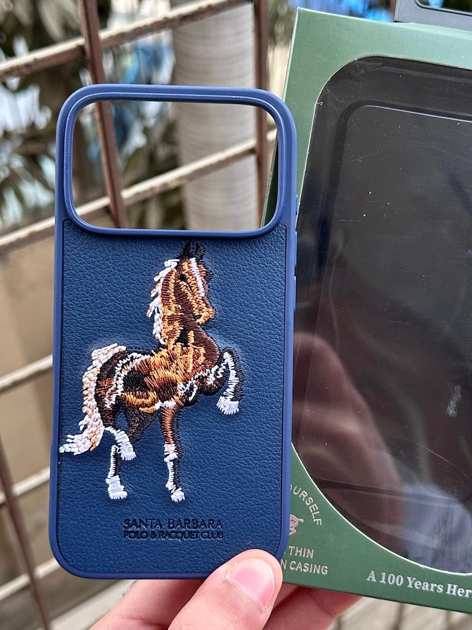 iPhone "17 Pro" Premium Polo Embroidered Case - Blue