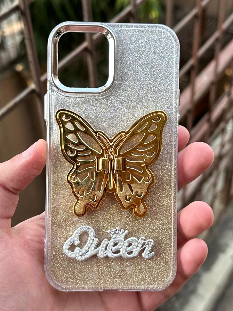 iPhone "12/12 Pro" Queen Butterfly Glitter Case - Gold