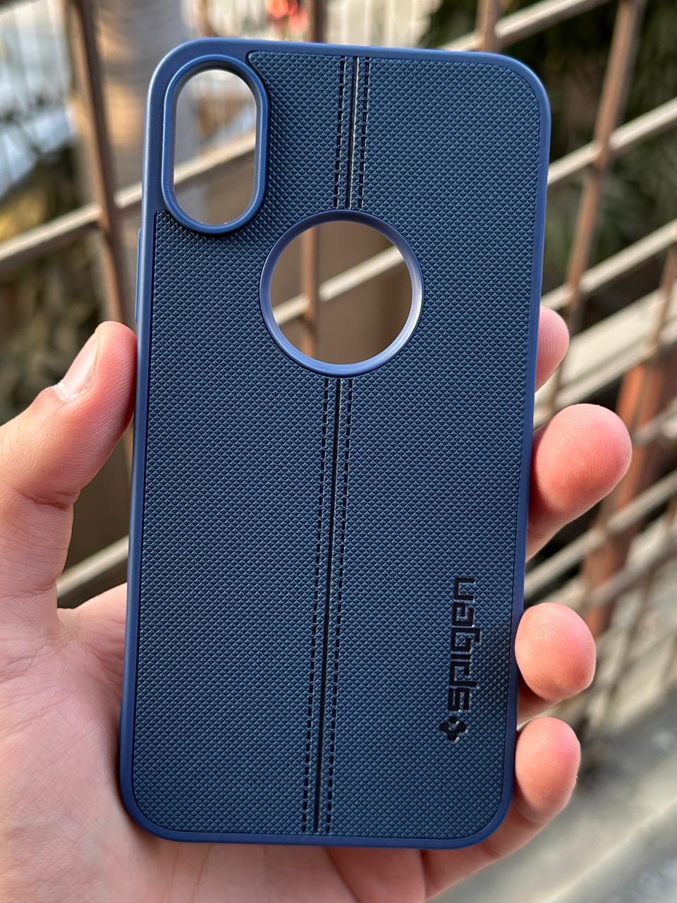 iPhone "XS Max" Spigen Premium Lining Stitched Case - Blue