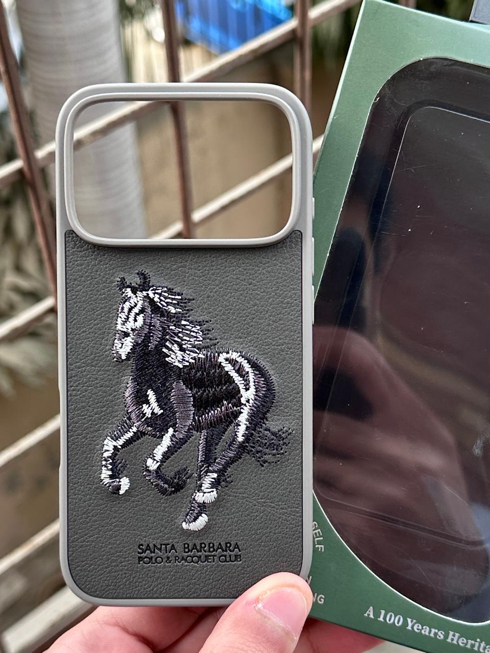 iPhone "17 Pro" Premium Polo Embroidered Case - Dark Gray