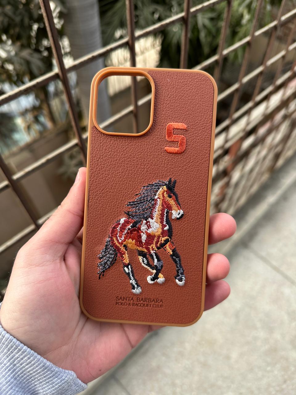 iPhone "13 Pro Max" Premium Polo Embroidered Case - Brown