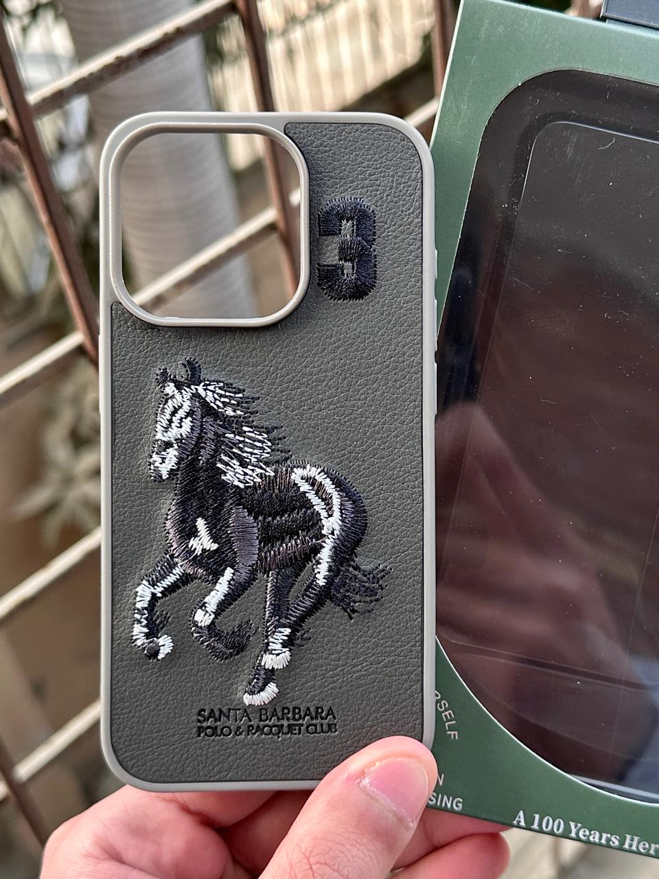 iPhone "15 Pro" Premium Polo Embroidered Case - Dark Gray Main image