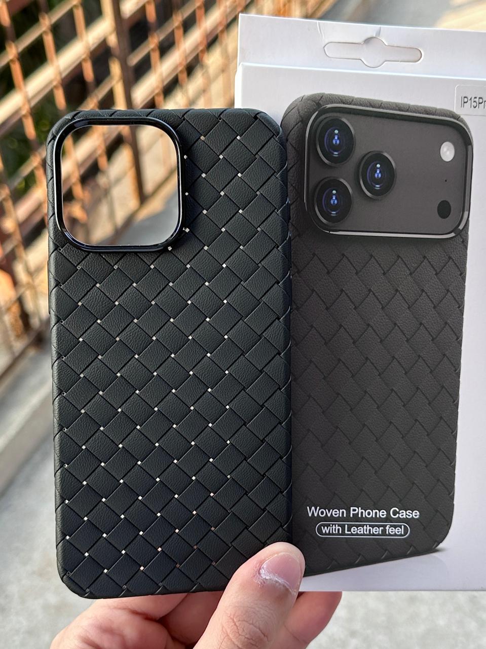 iPhone "15 Pro Max" Woven "Leather Feel" Case - Black Main image