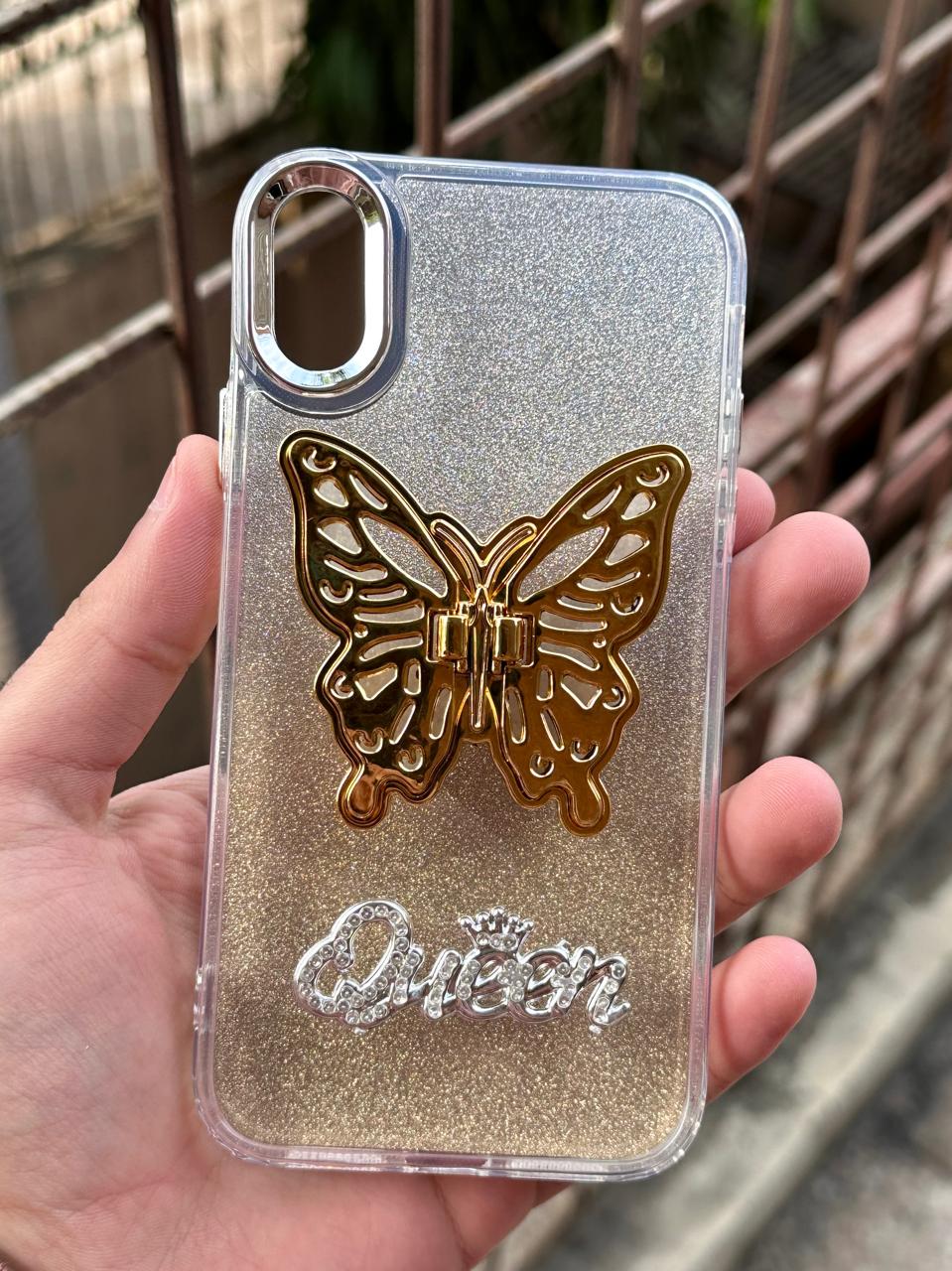 iPhone "X/XS" Queen Butterfly Glitter Case - Gold Main image