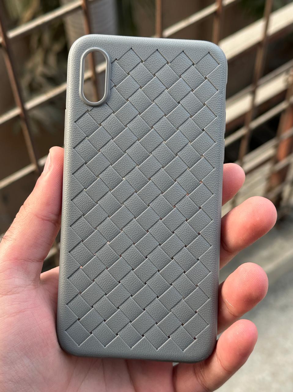 iPhone "X/XS" Woven "Leather Feel" Case - Gray Secondary image