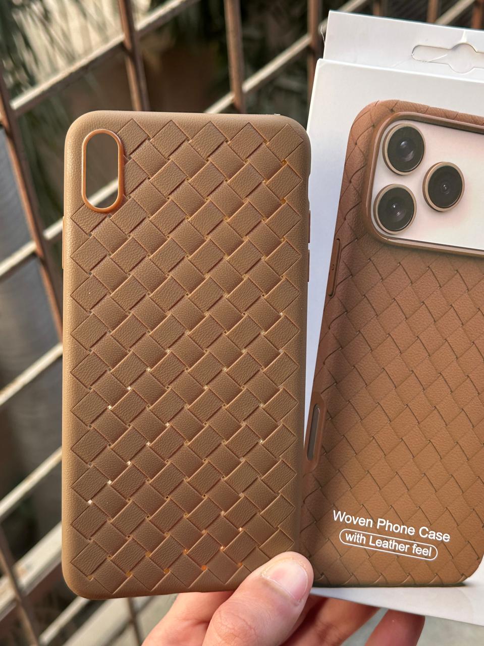 iPhone "XS Max" Woven "Leather Feel" Case - Brown