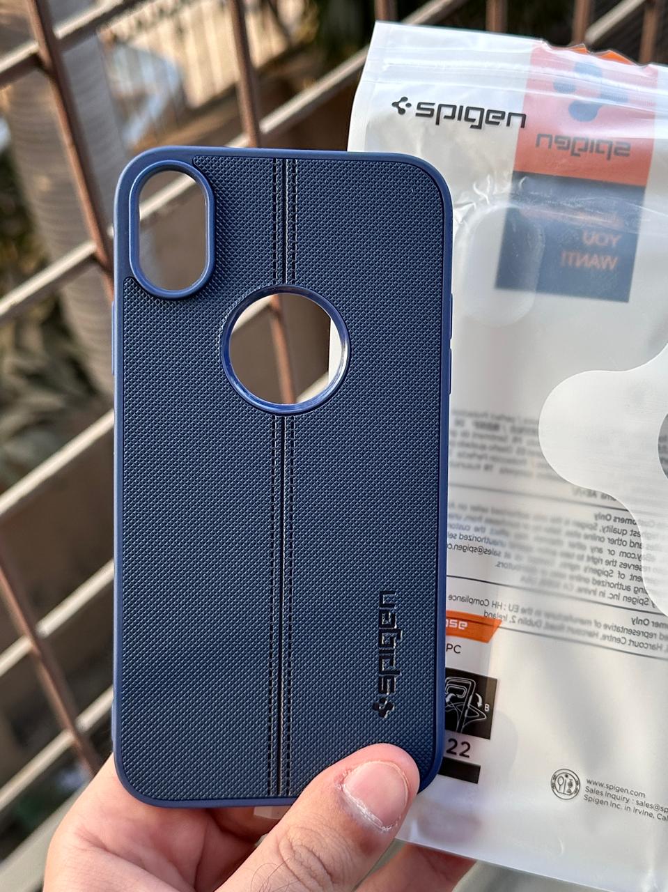 iPhone "XS Max" Spigen Premium Lining Stitched Case - Blue