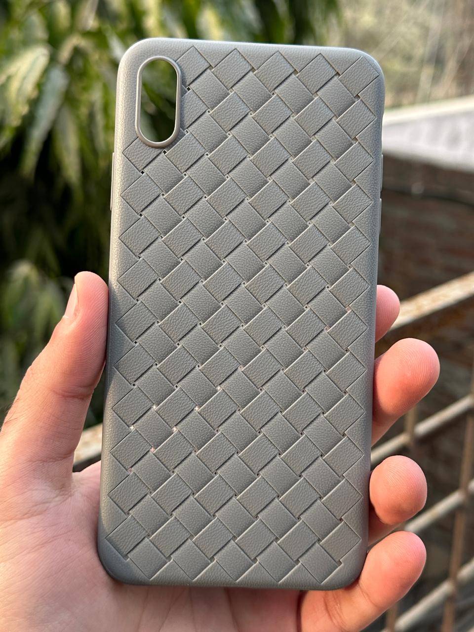 iPhone "XS Max" Woven "Leather Feel" Case - Gray