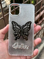 iPhone "11 Pro Max" Queen Butterfly Glitter Case - Black
