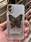 iPhone "XS Max" Queen Butterfly Glitter Case - Black