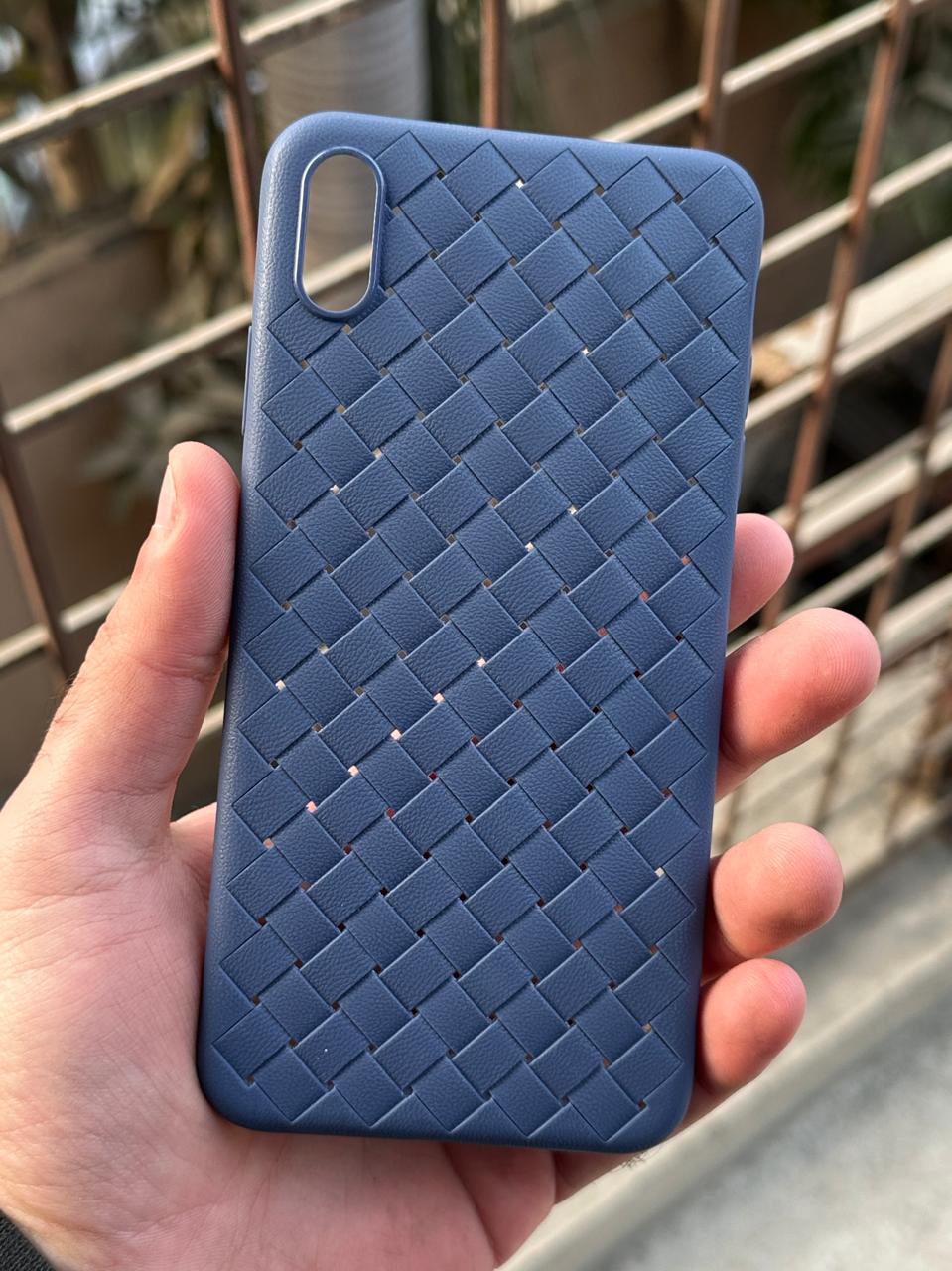 iPhone "XS Max" Woven "Leather Feel" Case - Blue