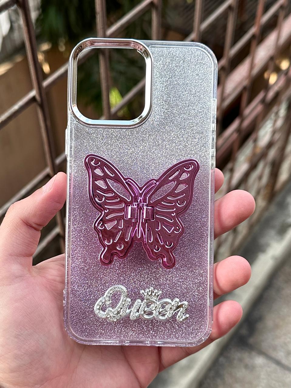 iPhone "12 Pro Max" Queen Butterfly Glitter Case - Lilac