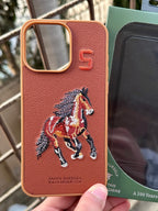 iPhone "15 Pro Max" Premium Polo Embroidered Case - Brown