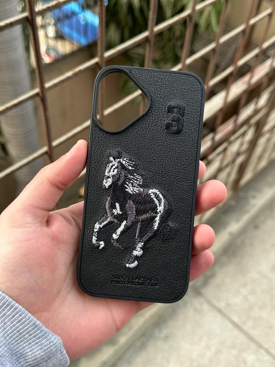 iPhone "17" Premium Polo Embroidered Case - Black