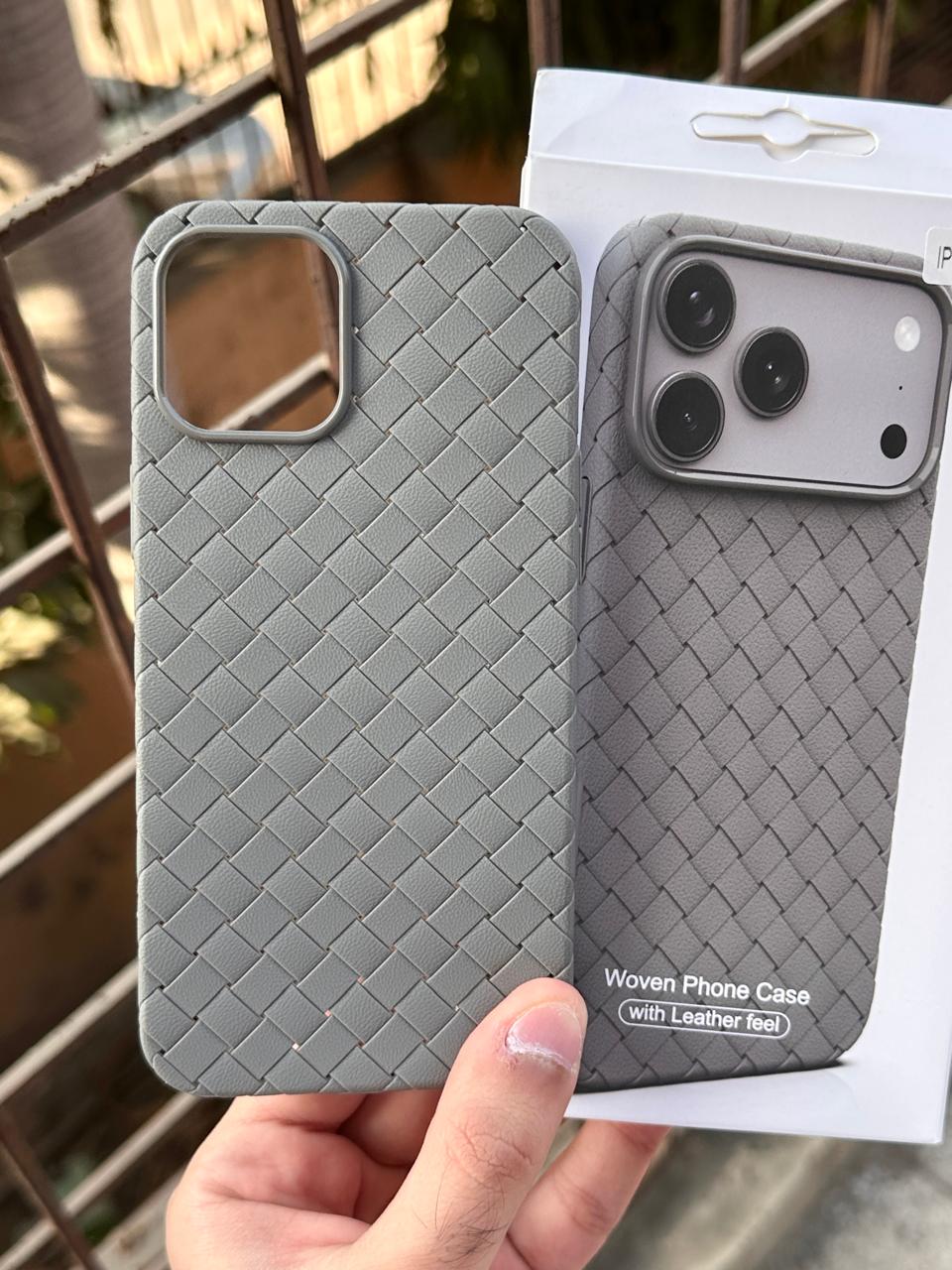 iPhone "12 Pro Max" Woven "Leather Feel" Case - Gray