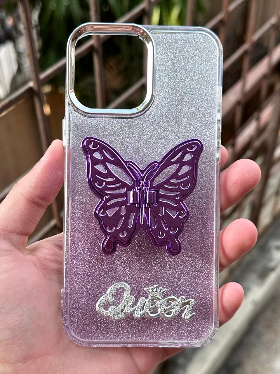 iPhone "12 Pro Max" Queen Butterfly Glitter Case - Purple