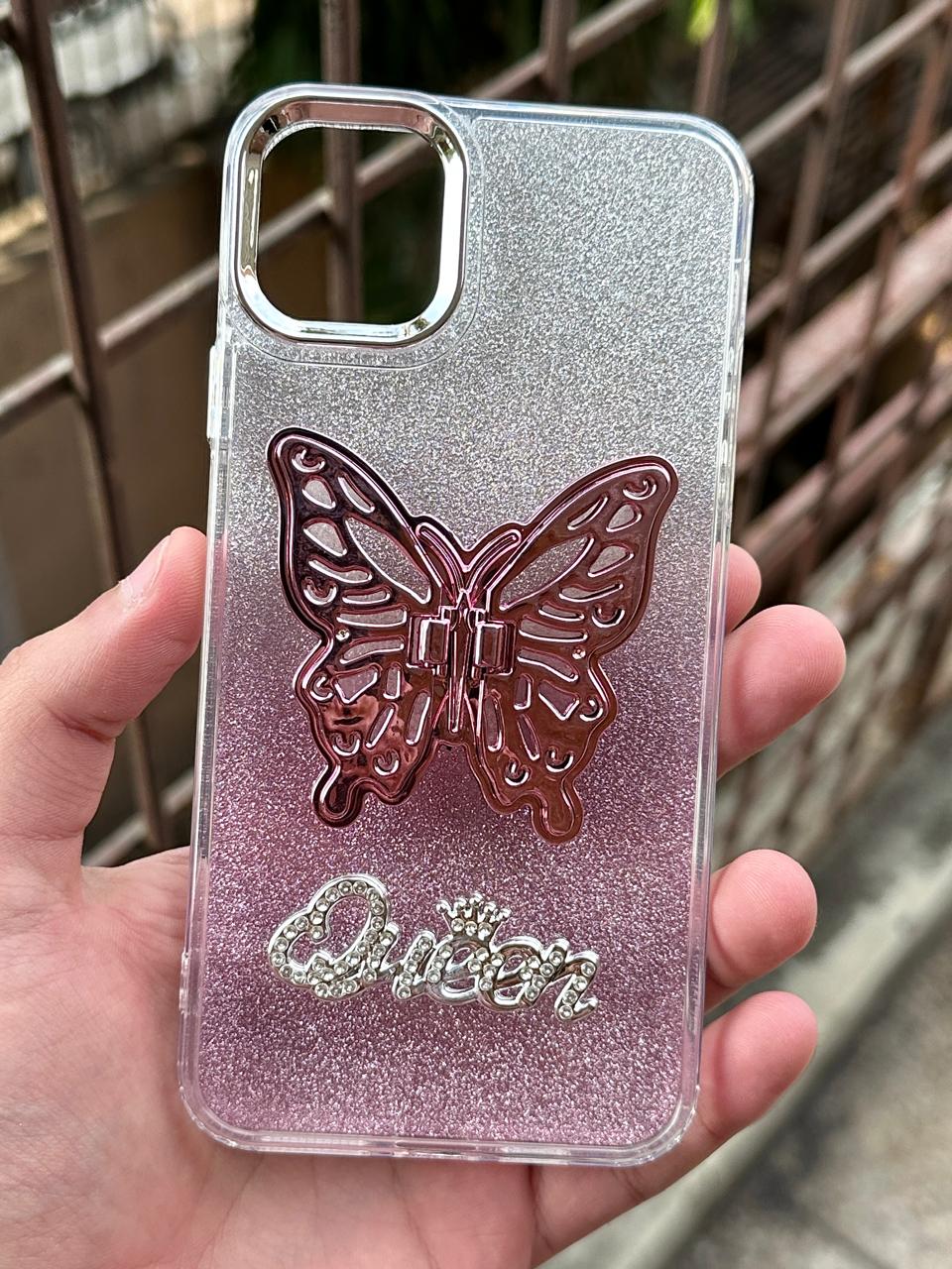 iPhone "11 Pro Max" Queen Butterfly Glitter Case - Baby Pink Main image
