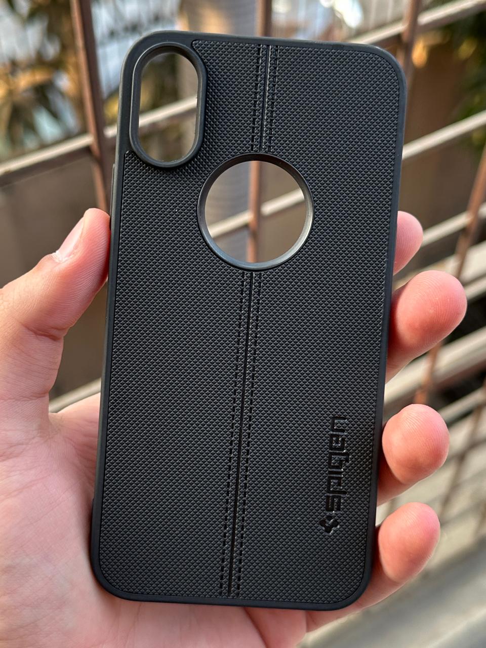 iPhone "X/XS" Spigen Premium Lining Stitched Case - Black