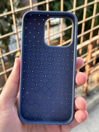 iPhone "15 Pro" Woven "Leather Feel" Case - Blue