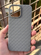 iPhone "13 Pro Max" Woven "Leather Feel" Case - Gray