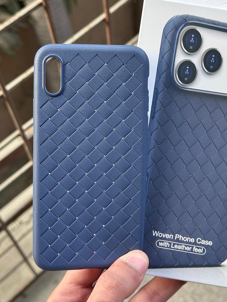 iPhone "X/XS" Woven "Leather Feel" Case - Blue