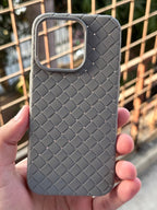 iPhone "15 Pro" Woven "Leather Feel" Case - Gray