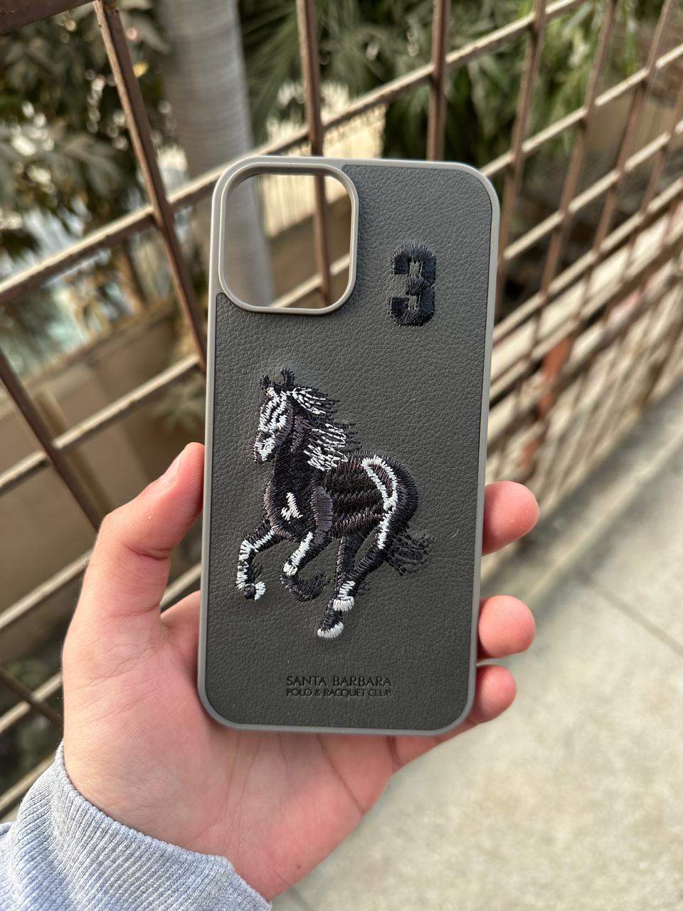 iPhone "12 Pro Max" Premium Polo Embroidered Case - Dark Gray