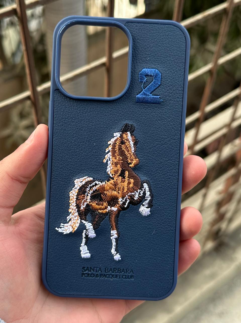 iPhone "15 Pro Max" Premium Polo Embroidered Case - Blue