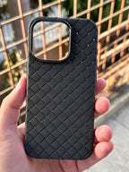 iPhone "15 Pro" Woven "Leather Feel" Case - Black
