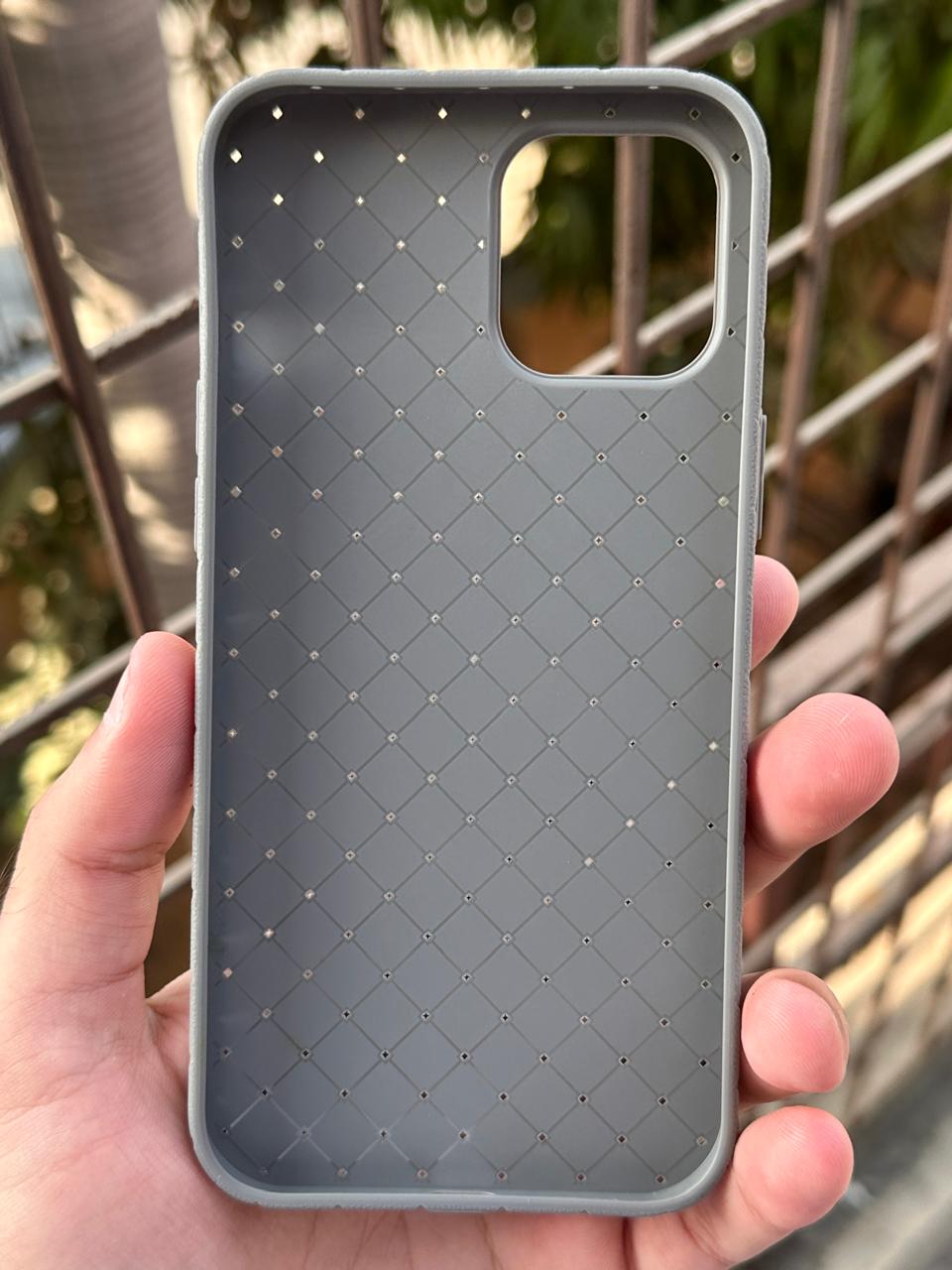 iPhone "12 Pro Max" Woven "Leather Feel" Case - Gray