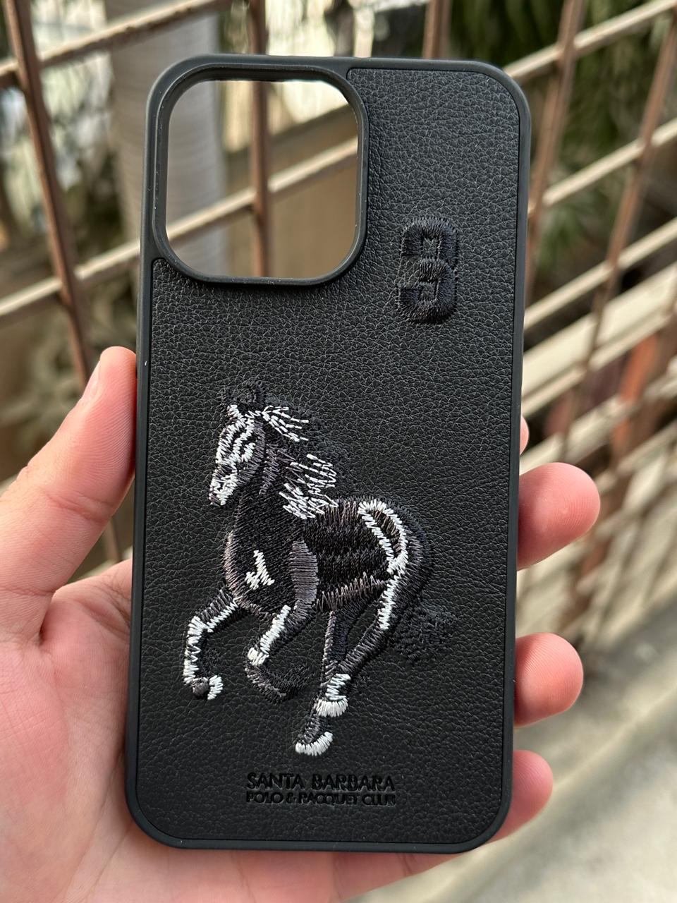 iPhone "14 Pro Max" Premium Polo Embroidered Case - Black