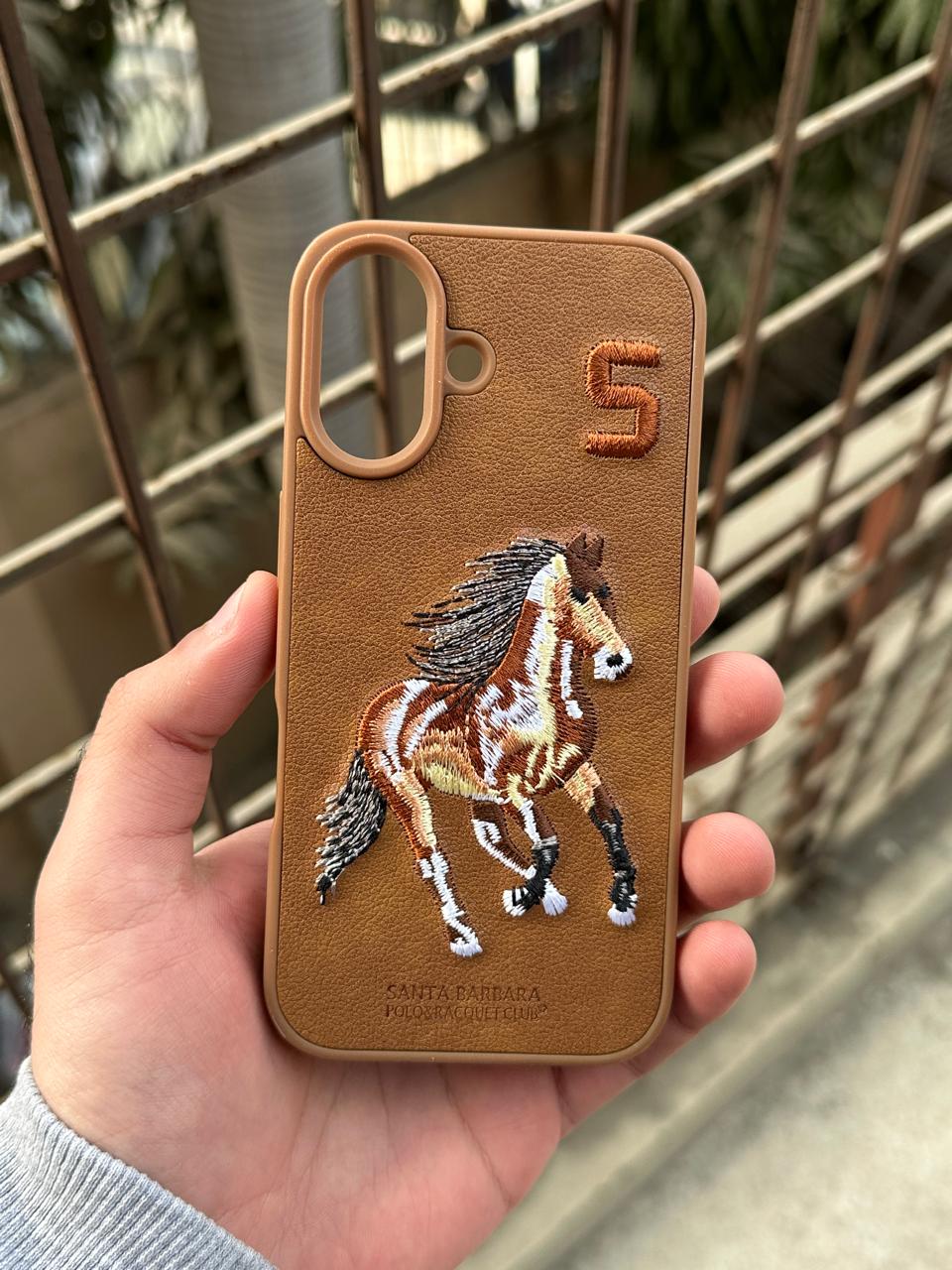 iPhone "16" Premium Polo Embroidered Case - Brown